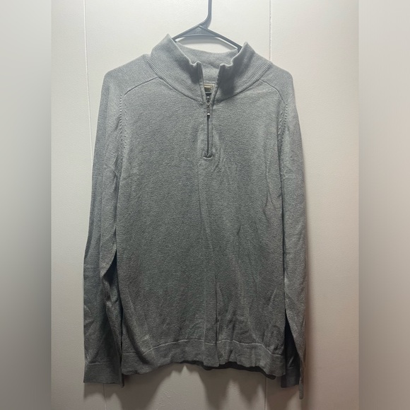L.L. Bean Other - LL Bean Sweater Mens Size Large Gray Cotton Cashmere Quarter‎ Zip Pullover